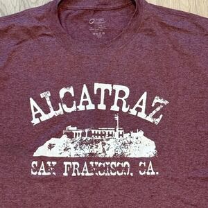 Mens Alcatraz San Francisco CA T Shirt Maroon Size L
